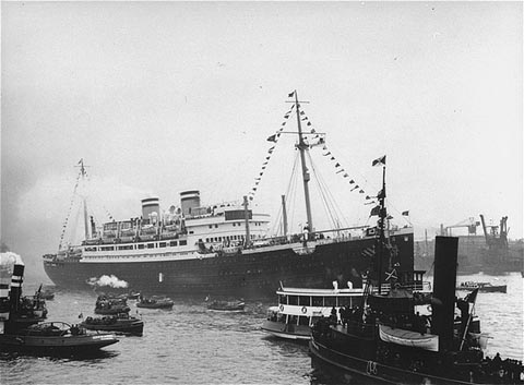 M.S. St. Louis, 1939, which carried 930 Jewish refugees who were turned away from the U.S, Canada, and Cuba