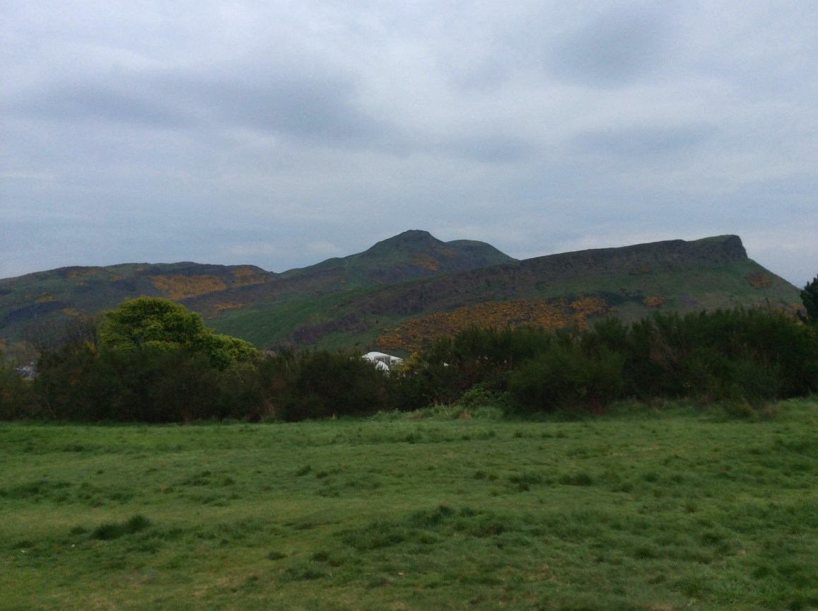Arthur's Seat as seen from Calton Hill on a gray spring day, Edinburgh, 2014 Amy Cools.JPG