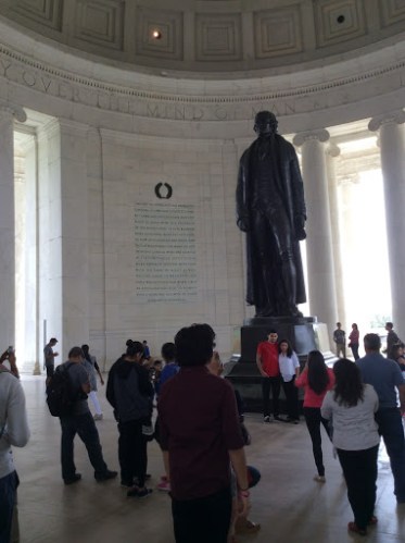 Statue of Thomas Jefferson at his Memorial in Washington D.C., photo 2015 by Amy Cools