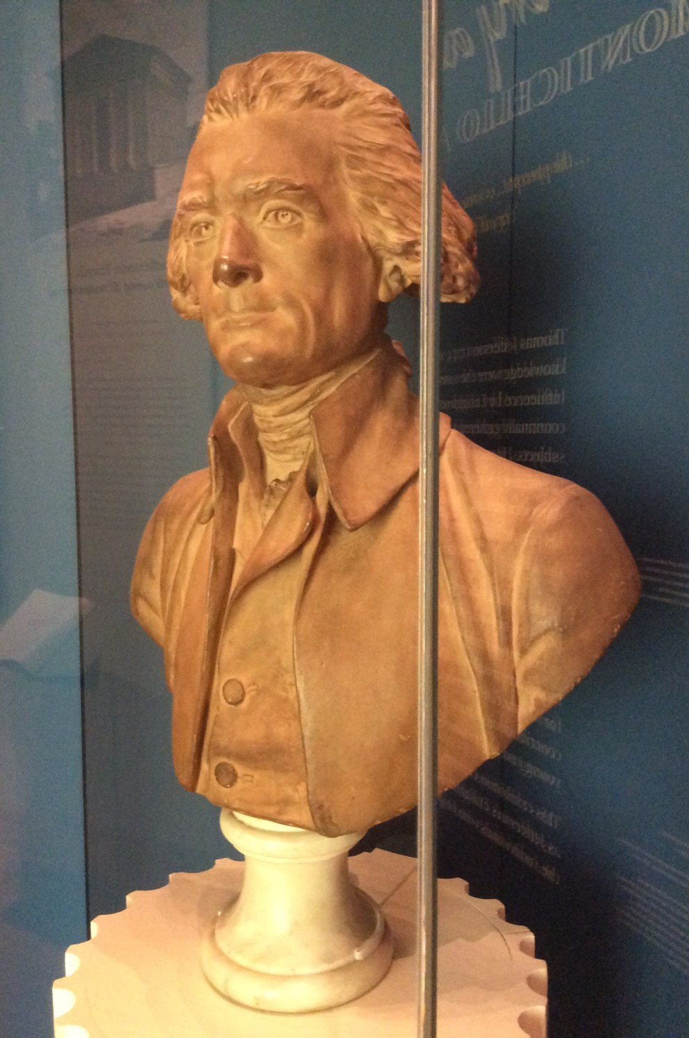 Bust of Thomas Jefferson at the Monticello museum, photo 2015 by Amy Cools