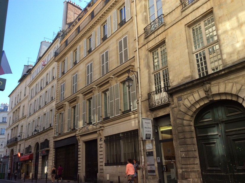 Rown of shops and hotels including 17 rue Bonaparte, at or near Hotel d'Orleans site, Paris