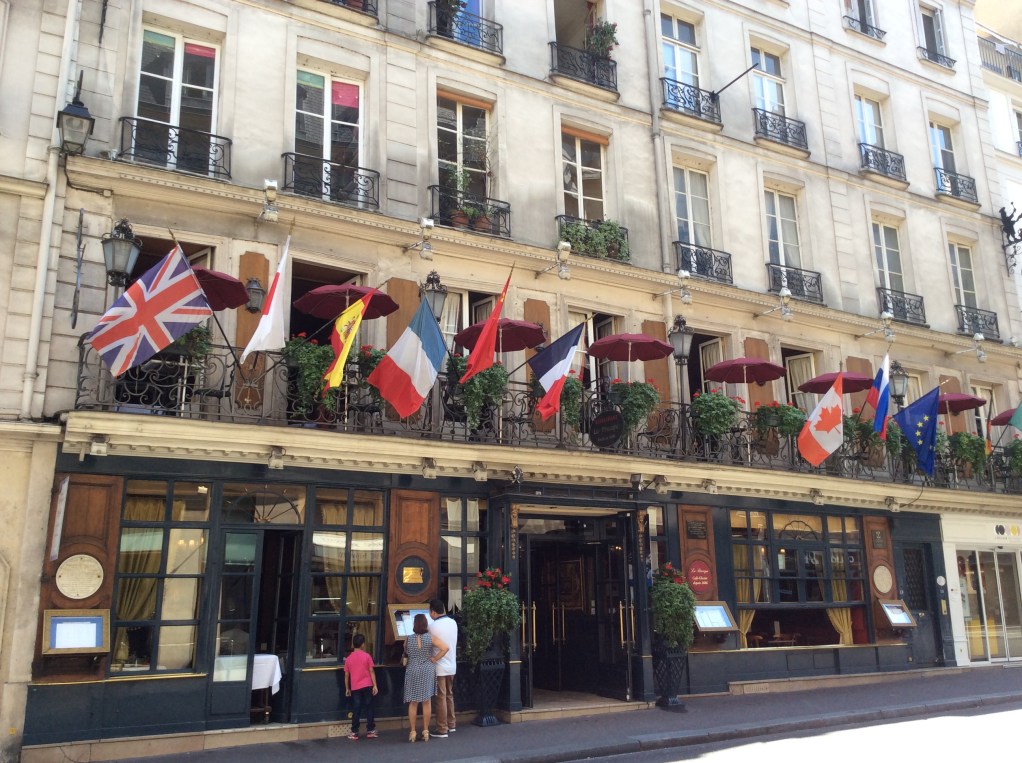 Cafe Procope and its flags, Paris