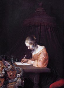 Writing a letter *oil on panel *39 x 29.5 cm *signed b.c.: GTB *ca. 1655