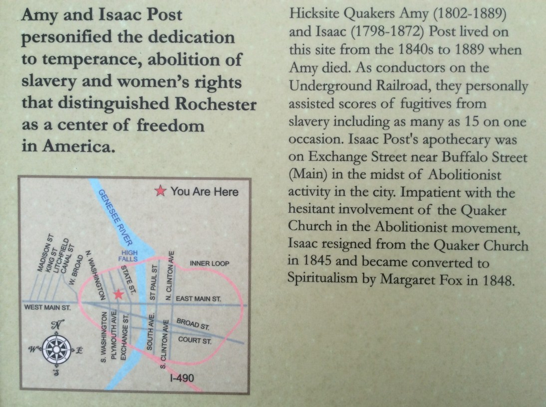 Amy and Isaac Post Historical Plaque at 50 Plymouth St, Rochester NY, 2016 Amy Cools