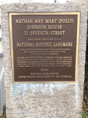 Historical Plaque at Nathan and Polly Johnson House, New Bedford MA