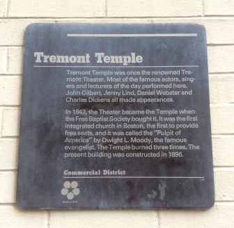 Tremont Temple Plaque, Boston Massachusetts