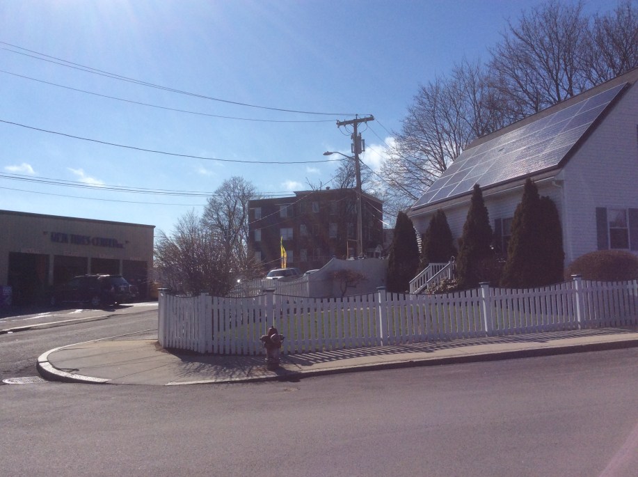 The unmarked V intersection at High and Baldwin Streets, near site of Frederick Douglass' second home in Lynn, MA