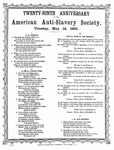 American Anti-slavery Society Anniversary program, May 12 1863, N. Y.