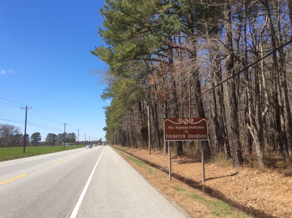 Frederick Douglass dedication sign on Highway 33 between Easton & St Michael's