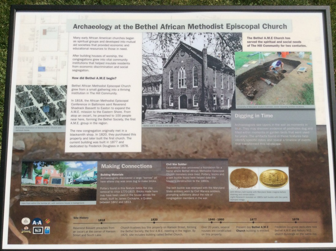 Archaeology at Bethel A.M.E. sign, Easton, MA