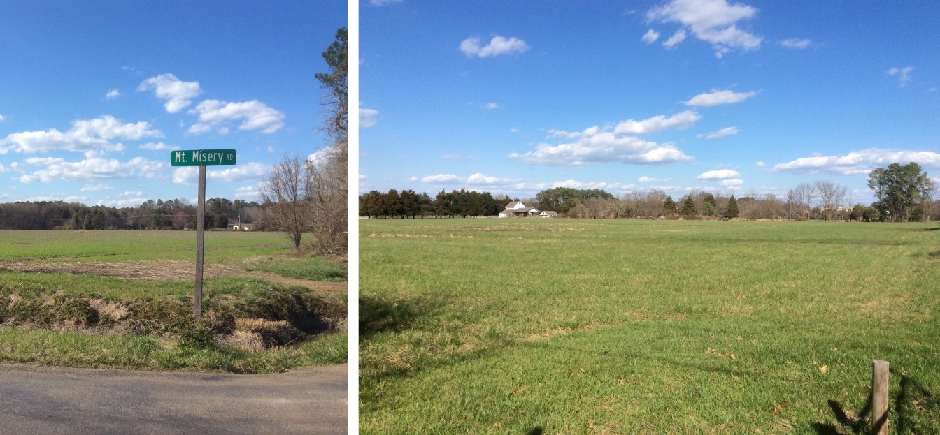 Mt Misery Rd sign and possible William Freeland's farm site, St Michaels MD