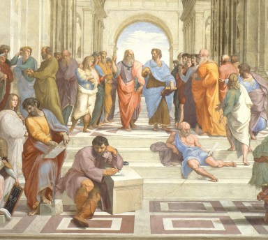 School of Athens by Raphael [Public domain], via Wikimedia Commons (cropped)