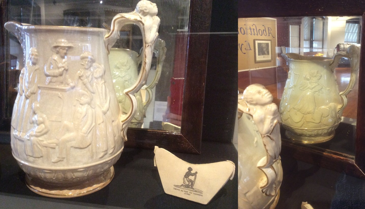 Abolitionist Pitcher at Lynn Museum, front and back, 2016 Amy Cools