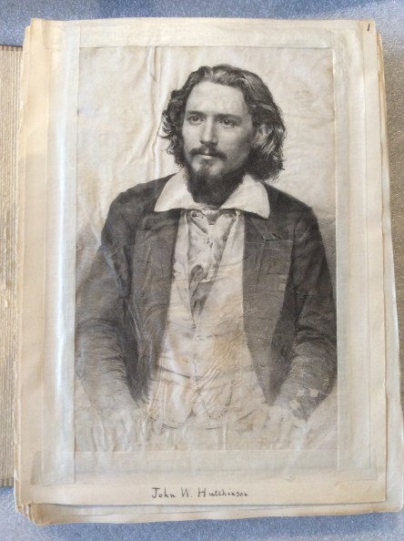 Portrait of John Hutchinson from the Hutchinson Family Scrapbook at the Lynn Historical Society. He's quite a handsome man, I think, with beautiful eyes