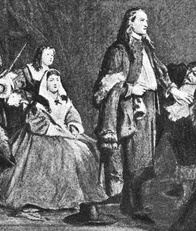 Margaret Fell, with George Fox before the judges, from a painting by J. Pettie 1663, public domain via Wikimedia Commons