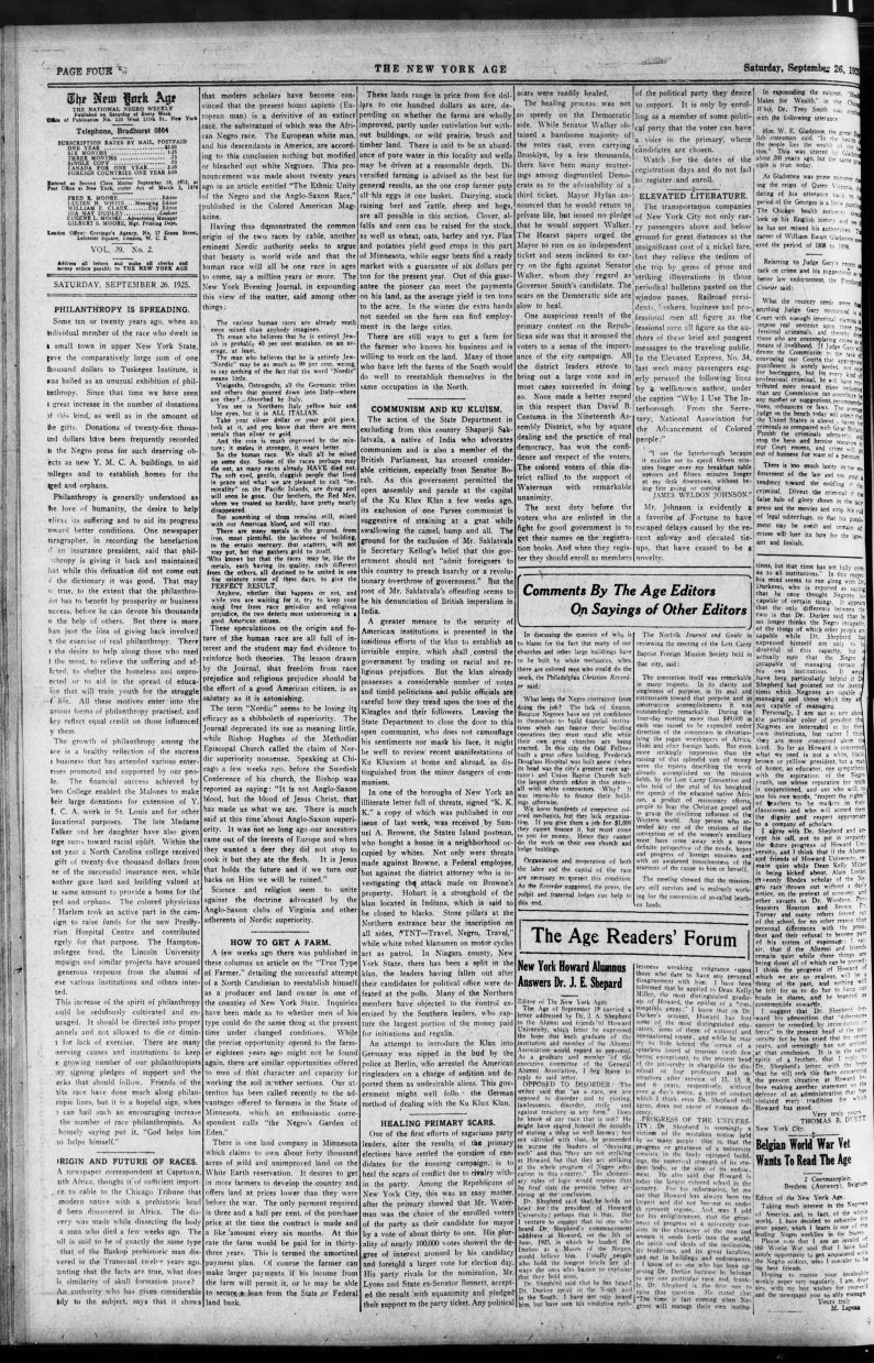 The New York Age, for Saturday, Sep 26, 1925