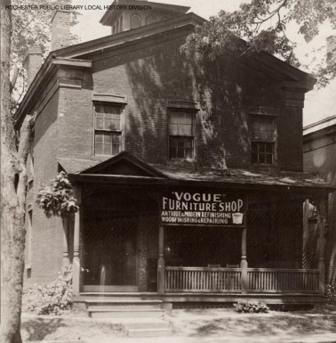 Douglass home at 4 Alexander St in later incarnation as a shop, image Rochester Public Library Local History