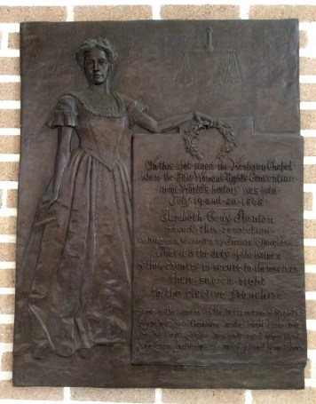 1848 Seneca Falls Woman's Rights Convention commemorative plaque in the Wesleyan Chapel