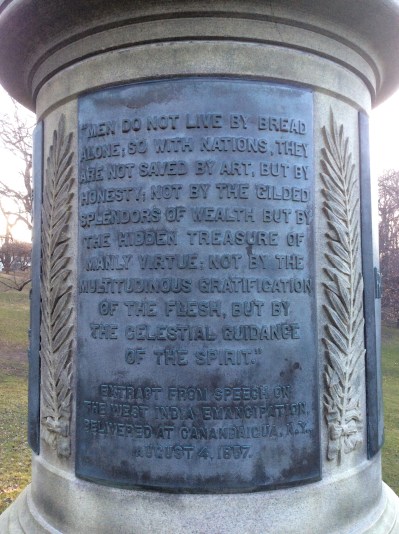 Excerpt from speech at Canandaigua, NY, 1857 on Frederick Douglass statue in Rochester