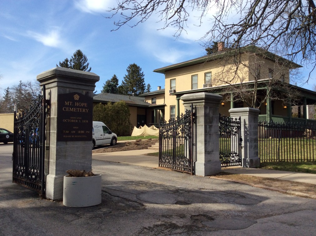Mt Hope Cemetery Gate, photo 2016 by Amy Cools