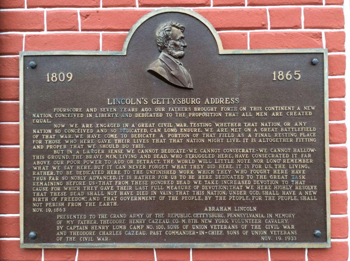 The Gettysburg Address on the Wills House wall