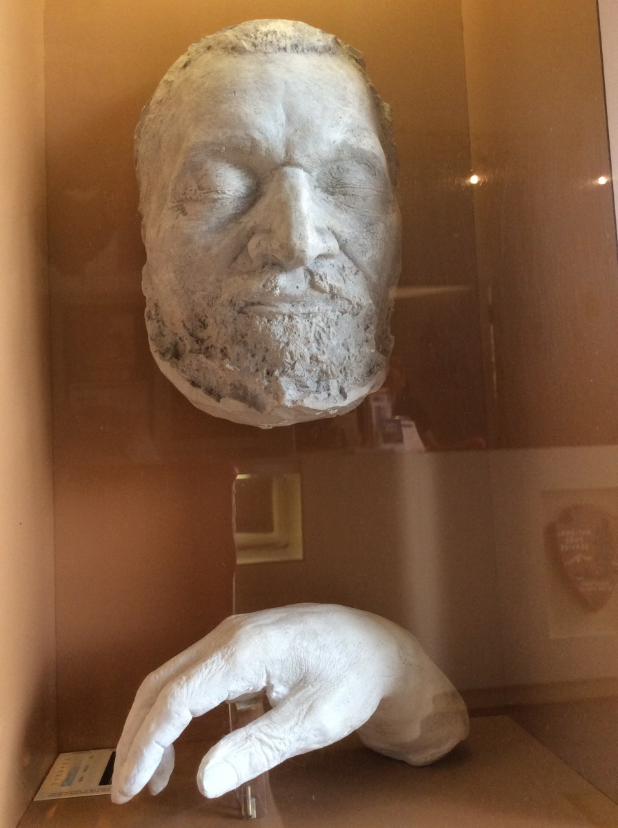 Frederick Douglass' death mask and cast of his hand, at his National Historic Site in Washington DC
