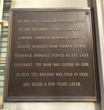 Freedmen's Bank building plaque, on entrance of the building facing onto Madison Pl.