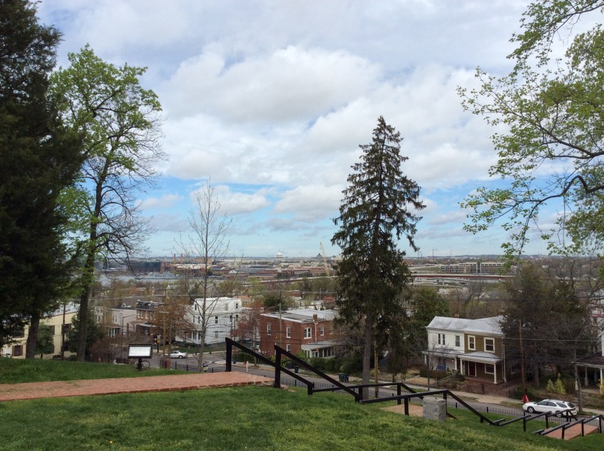 The view from Cedar Hill's front lawn, of Washington DC and Capitol Hill