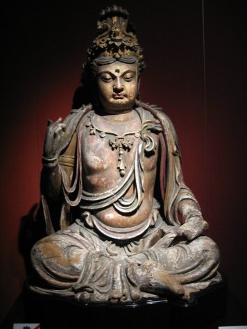 Wood Bodhisattva, Jin Dynasty (1115-1234 AD), by Mountain at Shanghai Museum, CC BY-SA 3.0 US via Wikimedia Commons