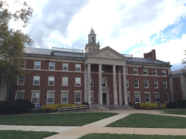 Frederick Douglass Memorial Hall, view facing onto square of Howard University, Washington D.C.