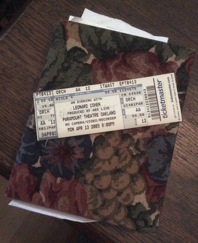 My Leonard Cohen concert ticket from Apr 13, 2009. 