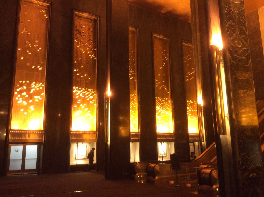 The Rockefeller Center's glowing lobby