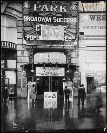 Entrance of the Park Theater, formerly the Majestic, Columbus Circle, 59th St, NY, courtesy of MCNY