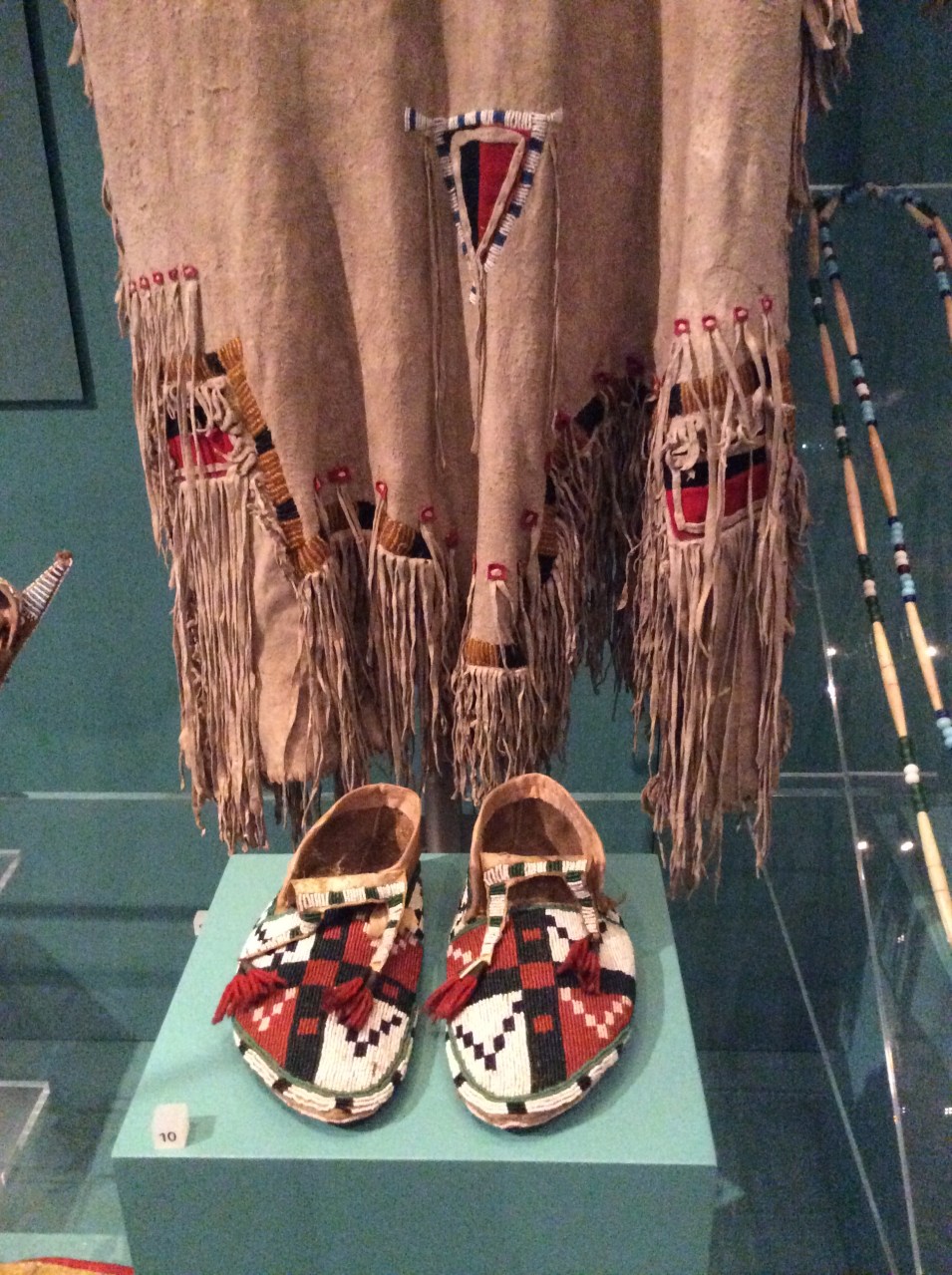 Blackfoot Beaded Dress and Kainai moccasins closeup, National Museum of Scotland