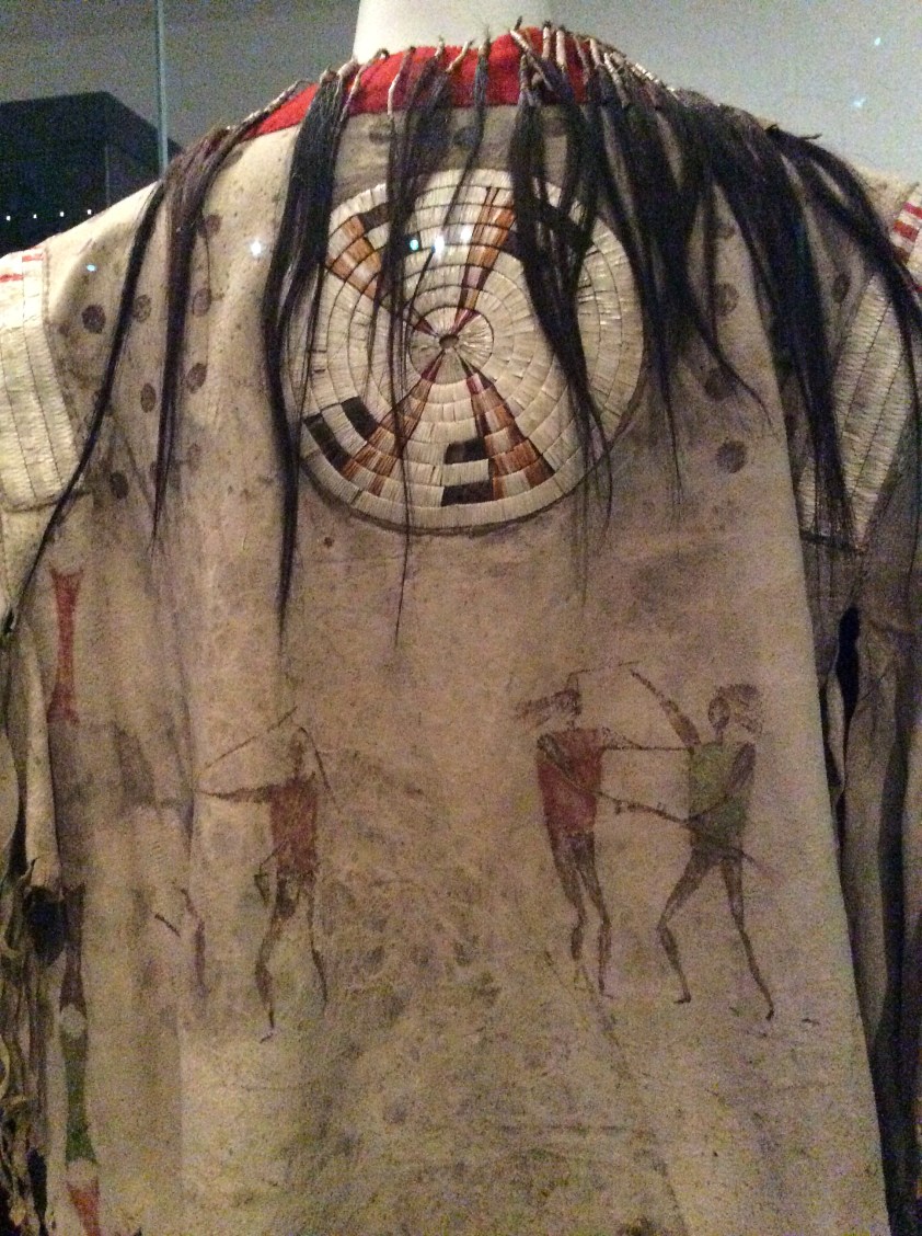 Chief Wana'ata of the Yantonai Sioux painted and hair trimmed shirt, back, closeup, National Museum of Scotland
