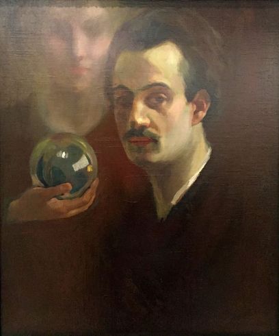 Khalil Gibran, Autorretrato Con Musa, 1911, public domain via Wikimedia Commons