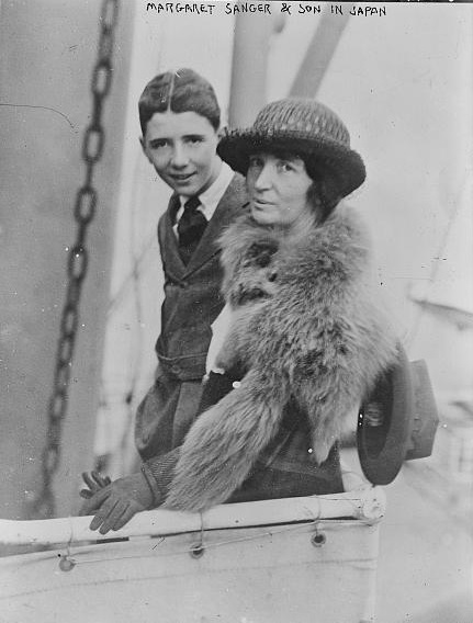 Margaret Sanger and her son in Japan, 1922, public domain via Library of Congress