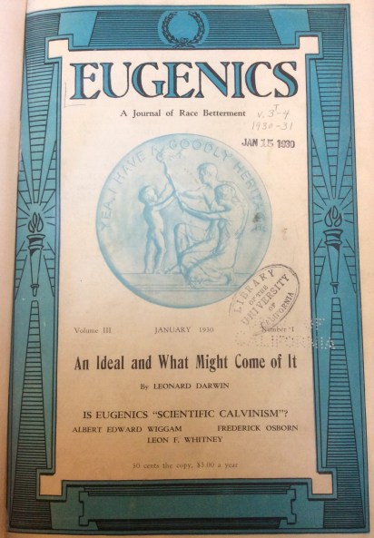 Eugenics journal, photo 2017 by Amy Cools