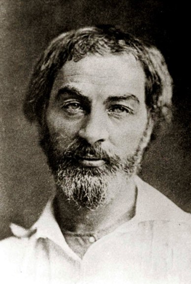 Walt Whitman in 1854, Daguerreotype, Photographer unknown probably Gabriel Harrison, public domain via Wikimudia Commons