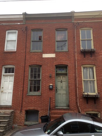 Douglass Place with engraved marker, Fell's Point Baltimore MD, photo 2016 Amy Cools