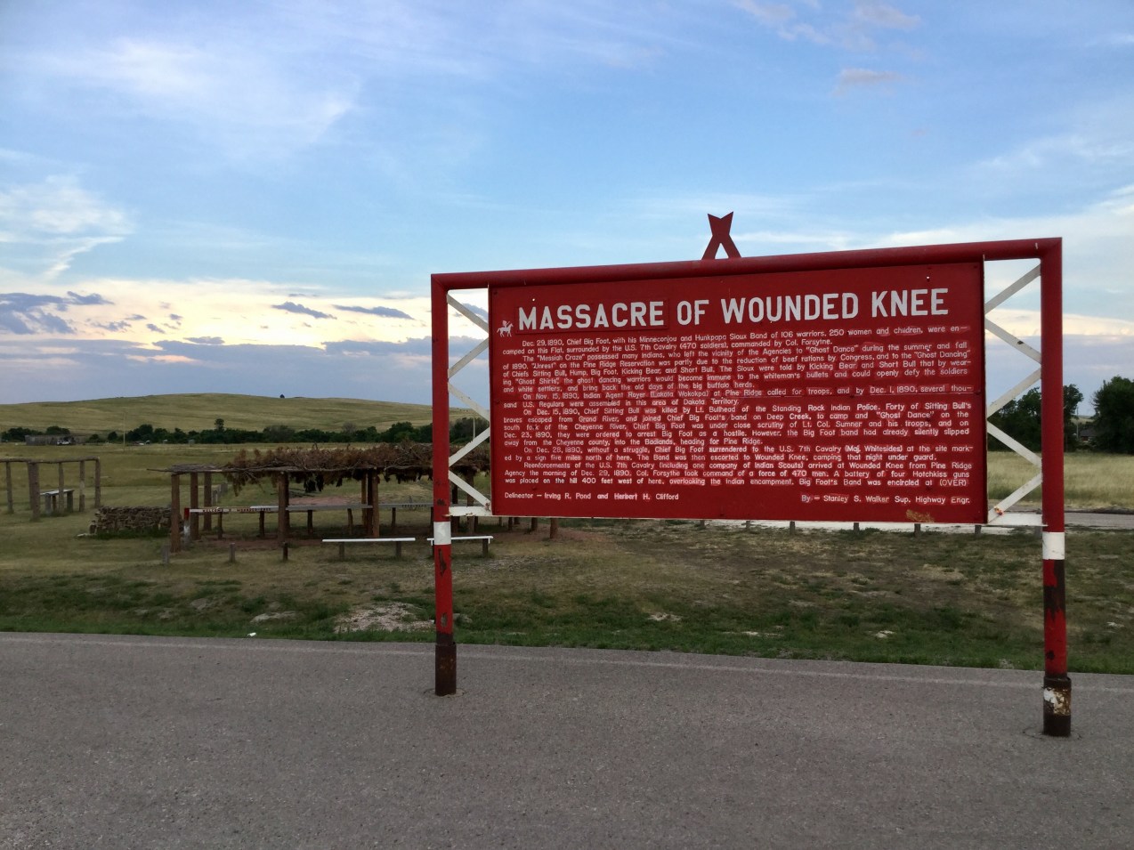 Wounded Knee historical sign, front side, Pine Ridge Reservation, South Dakota, 2017 Amy Cools
